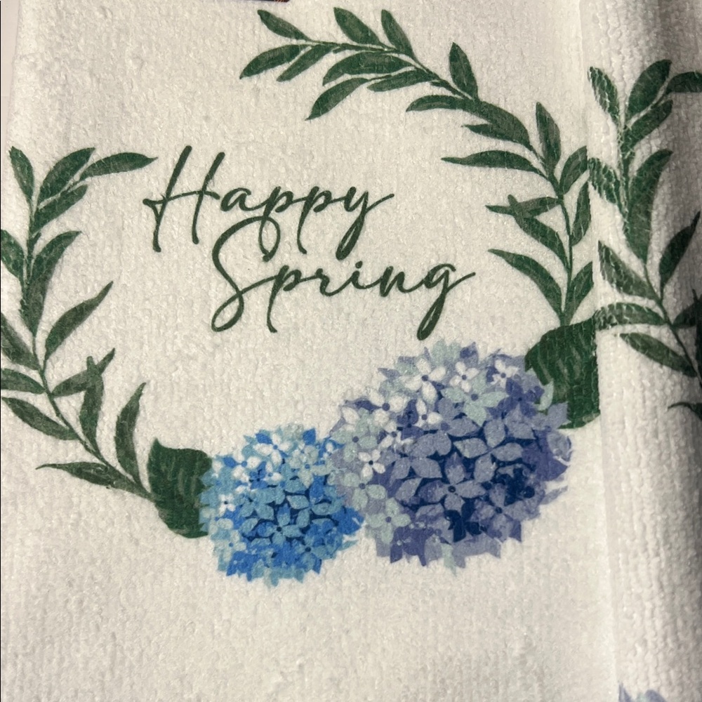 Floral White and Blue Hand Towels - Picture 5 of 12